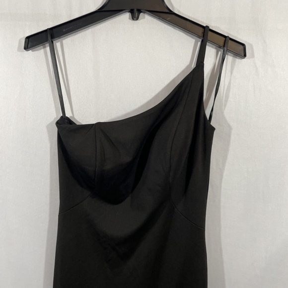 NEW $228 La Femme [ 4 ] One Shoulder‎ Jersey Gown in Black - Picture 10 of 14
